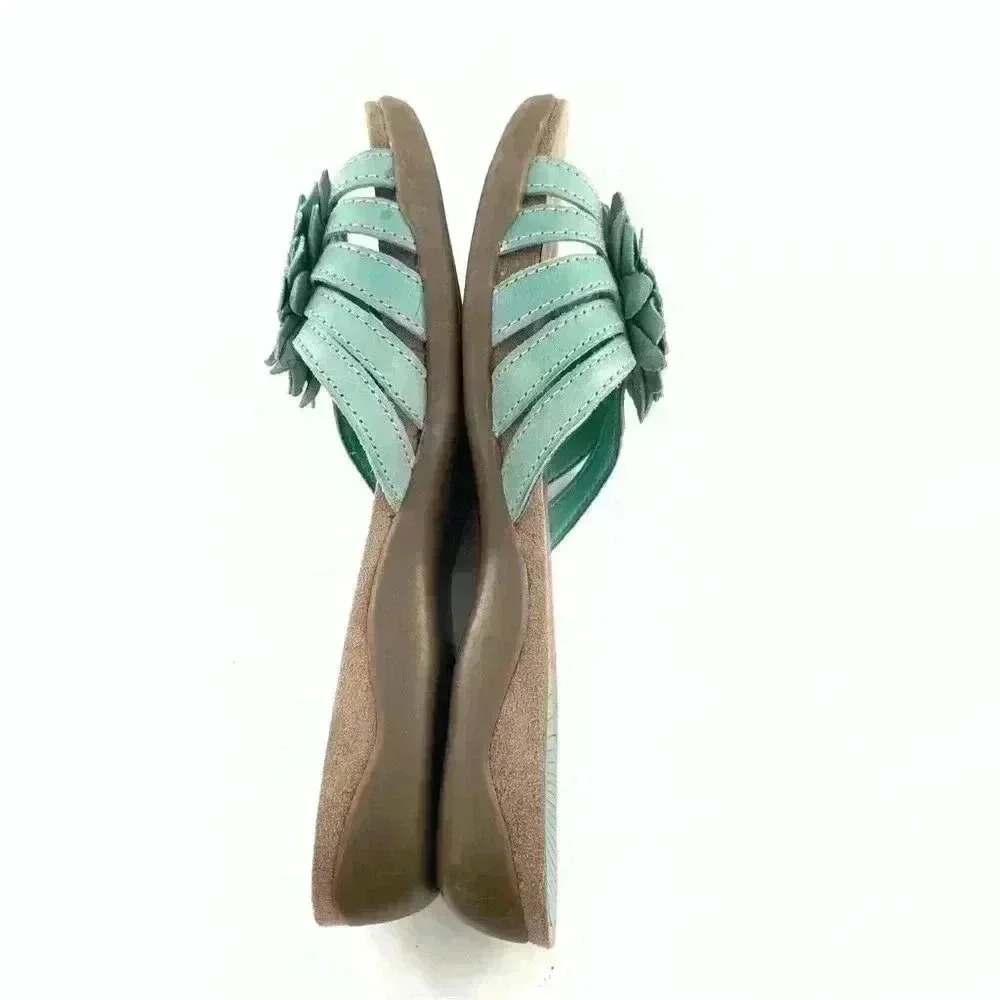 Array womens sandals size 6.5 blue leather floral resort costal - Picture 7 of 10